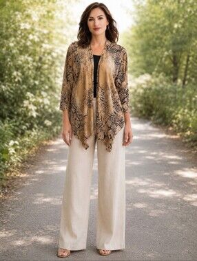 ⭐️ Host Pick ⭐️Vintage Tanjay | Beige Black Open Flare Jacket